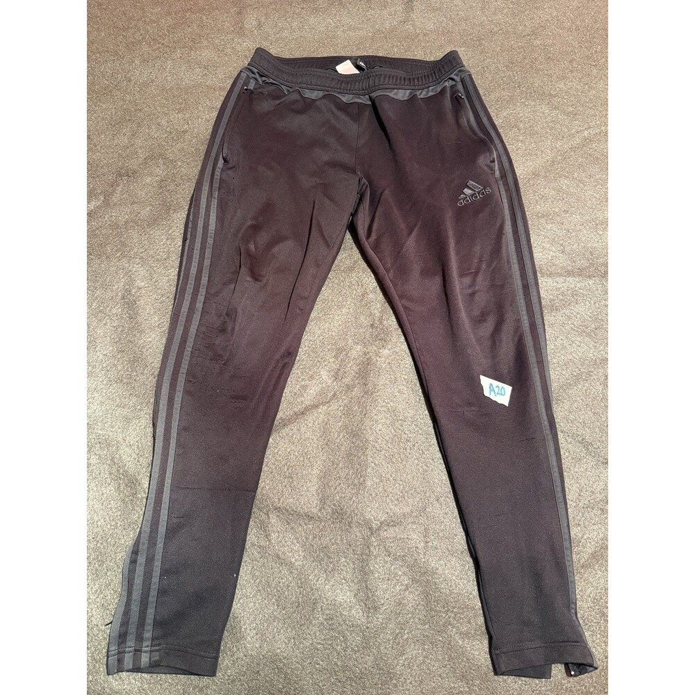 Adidas Mens Sweatpants L Large Black Activewear Bottoms Pants Zip Pockets